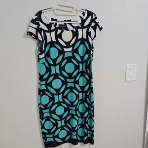 Black and Blue Geometric Pattern Dress